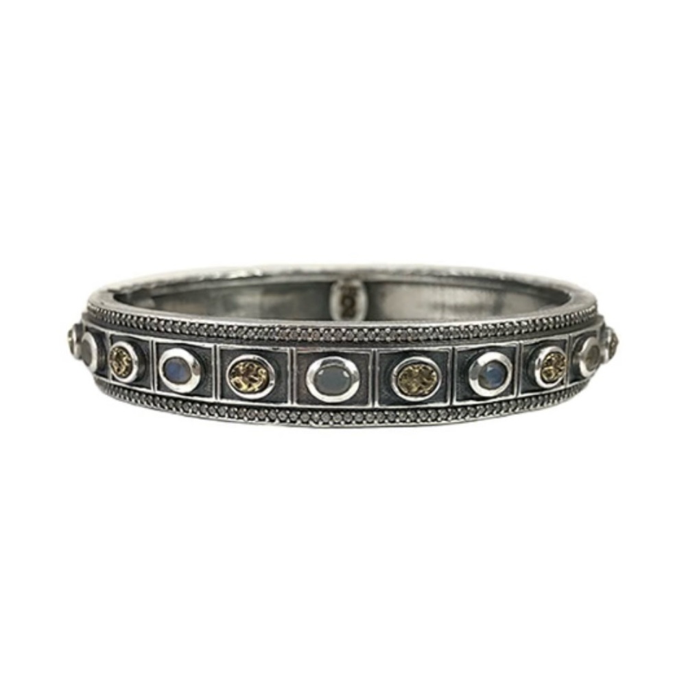 Tat2 Designs VINTAGE SILVER BELA SMALL OVAL LABRADORITE & COIN BANGLE